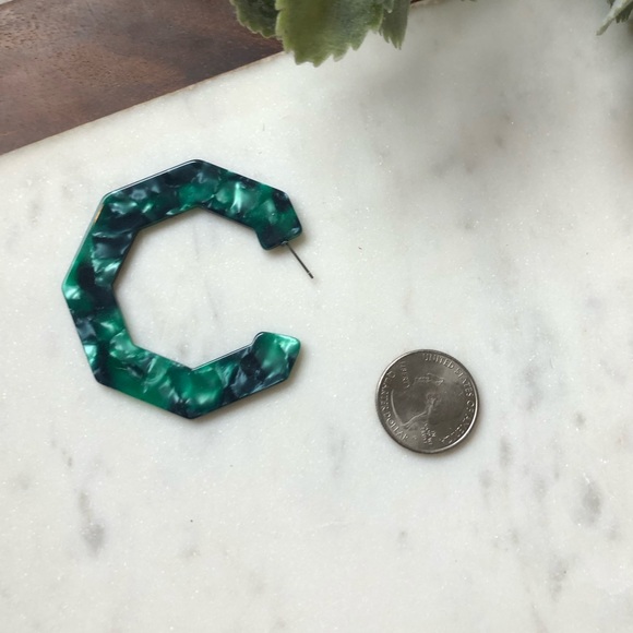 The Ryan - Geometric Emerald Hoops - Picture 2 of 4